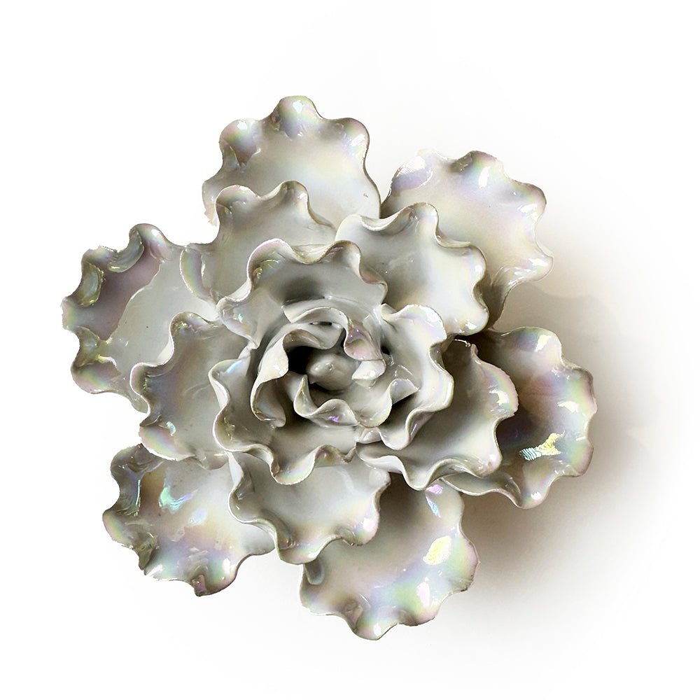 Ceramic Flowers With Keyhole For Hanging On Walls Pearl Collection - Chive Ceramics Studio - Ceramic Flowers - Chive Ceramics Studio