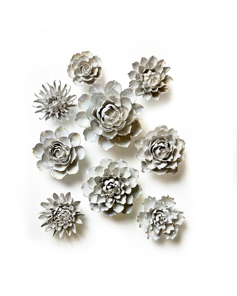 Ceramic Flowers With Keyhole For Hanging On Walls Pearl Collection - Chive Ceramics Studio - Ceramic Flowers - Chive Ceramics Studio