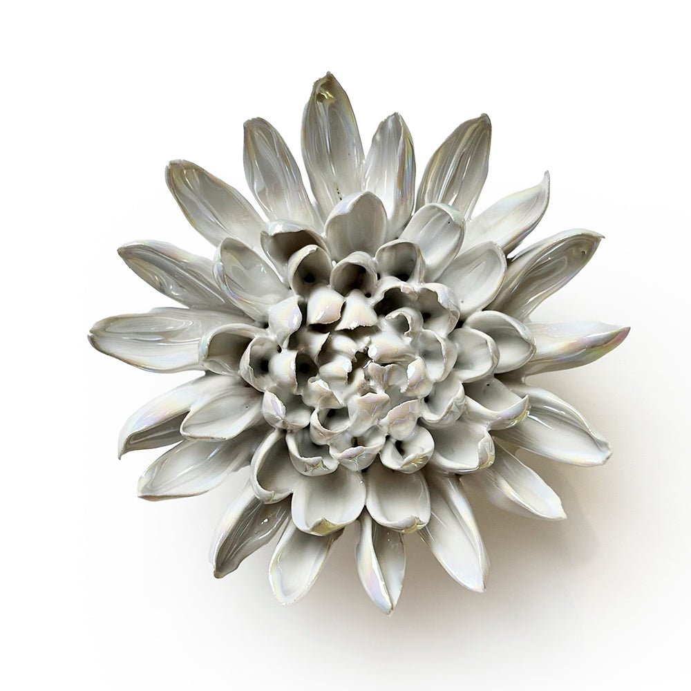 Ceramic Flowers With Keyhole For Hanging On Walls Pearl Collection - Chive Ceramics Studio - Ceramic Flowers - Chive Ceramics Studio