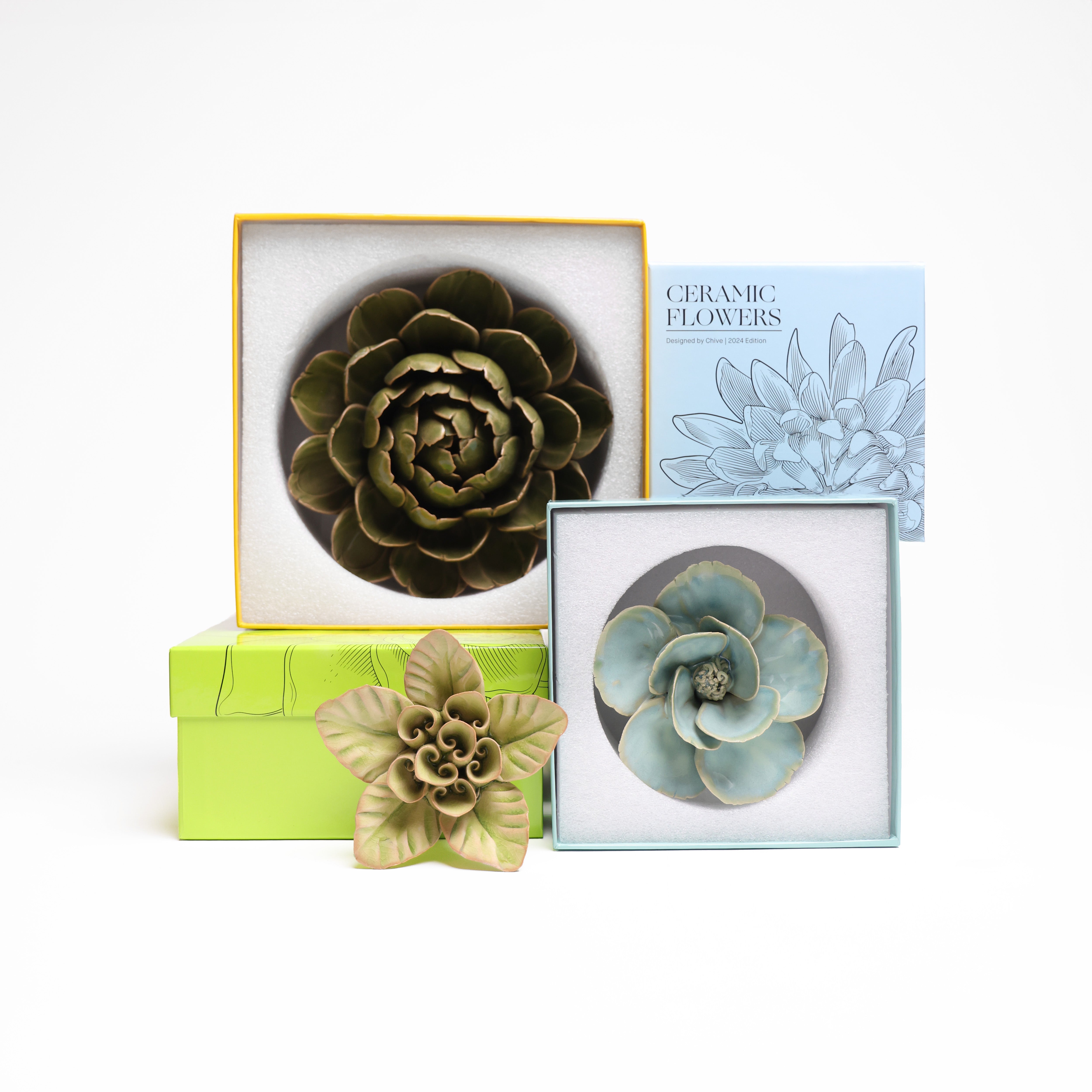 Ceramic Flower Lettuce Teal XL - Chive Ceramics Studio - Ceramic Flowers - Chive US