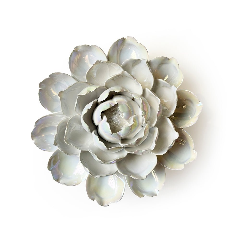 Ceramic Flowers With Keyhole For Hanging On Walls Pearl Collection - Chive Ceramics Studio - Ceramic Flowers - Chive Ceramics Studio