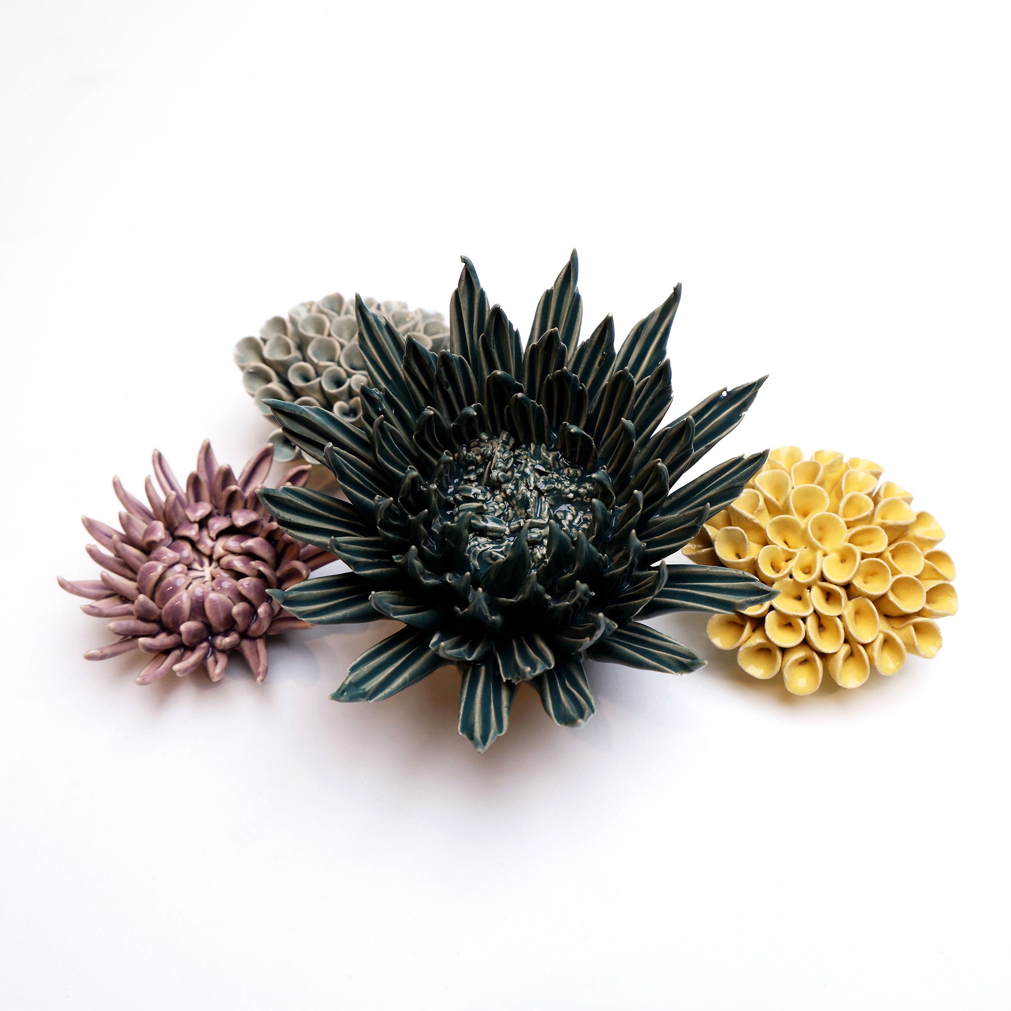 Ceramic Flowers With Keyhole For Hanging On Walls Collection 3 - Chive Ceramics Studio - Ceramic Flowers - Chive Ceramics Studio