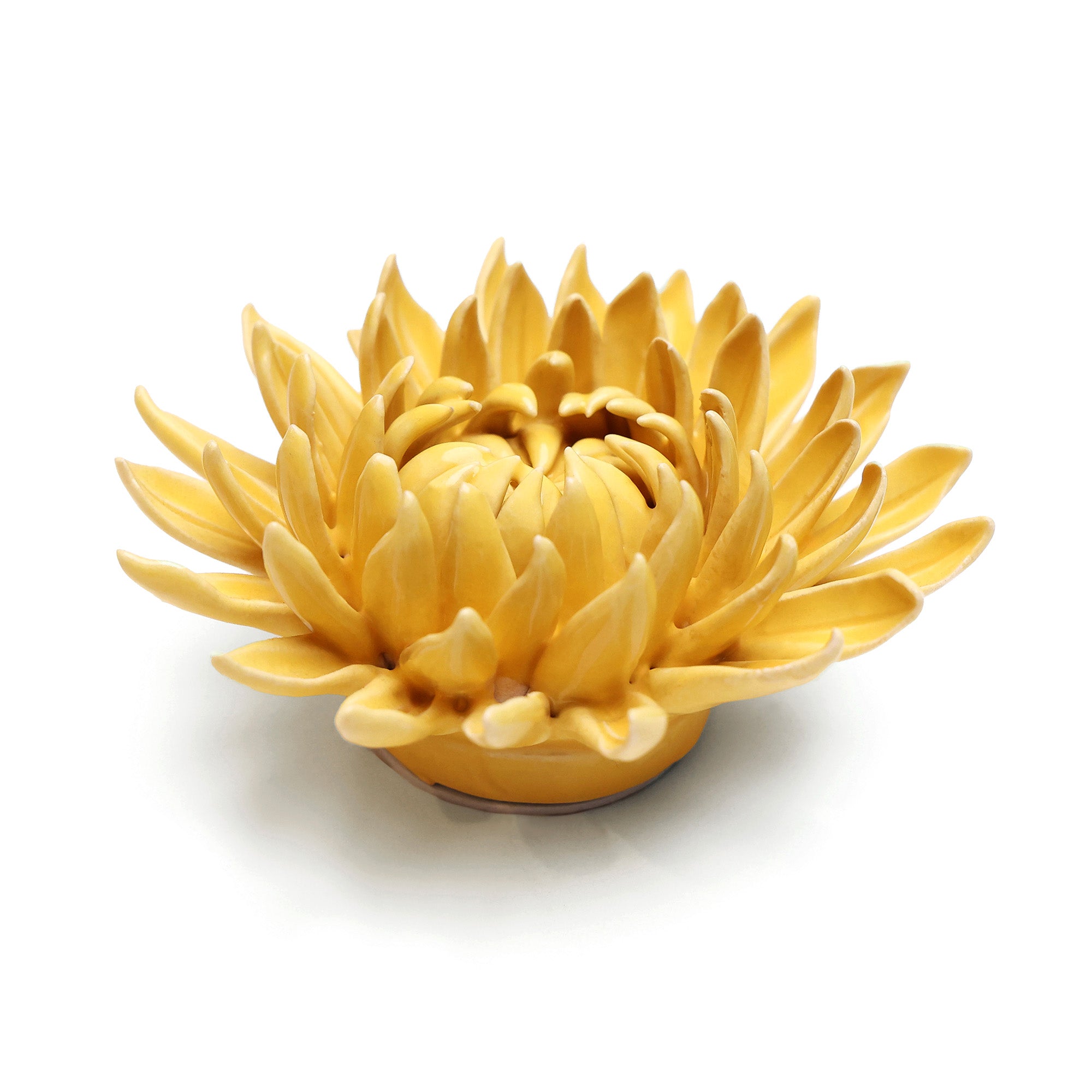 Ceramic Flower Mum Yellow 6 - Chive Ceramics Studio - Ceramic Flowers - Chive Ceramics Studio