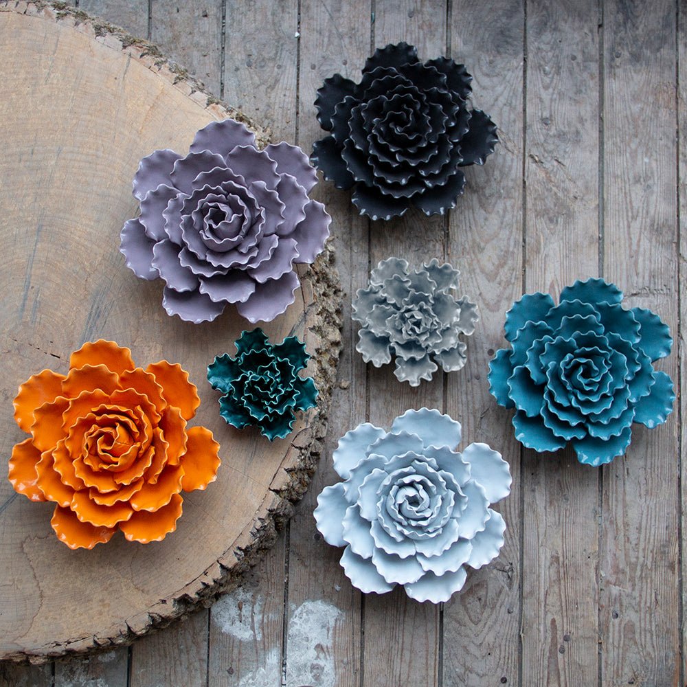 Ceramic Flowers With Keyhole For Hanging On Walls Collection 10 - Chive Ceramics Studio - Ceramic Flowers - Chive Ceramics Studio